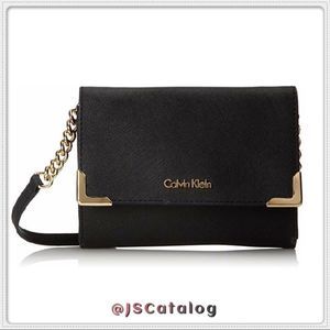 Calvin Klein Leather Crossbody in Yellow